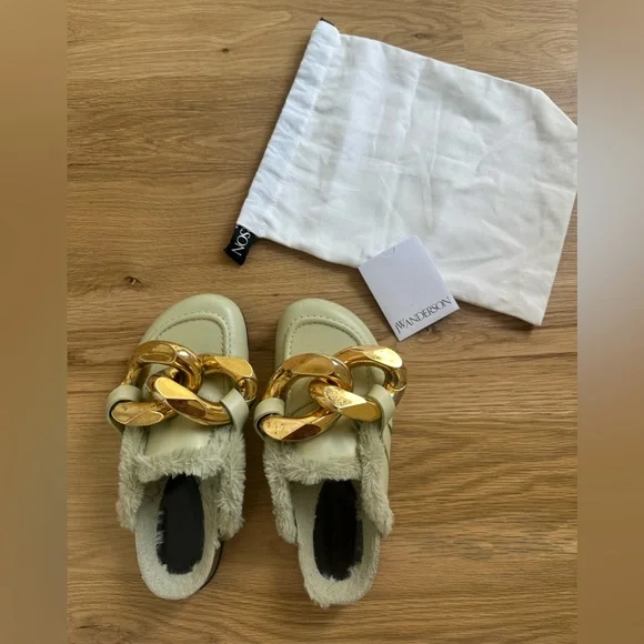 JW Anderson fur lined leather chain mules - Picture 8 of 10